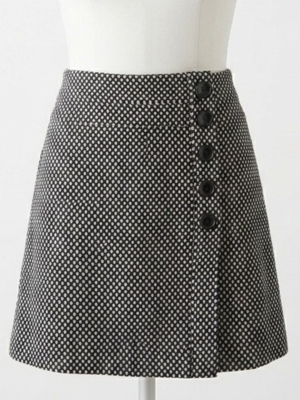 Talbots Vintage 90s 100% Wool A-Line Skirt Mini Dot Classic Preppy Jacquard Sz 4
